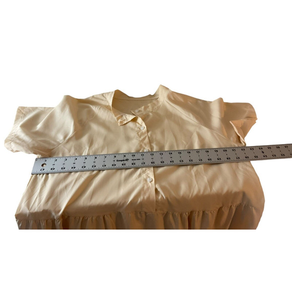 Yellow Tiered Midi XL Dress Short Sleeve Button Front Casual Lightweight - Picture 3 of 9